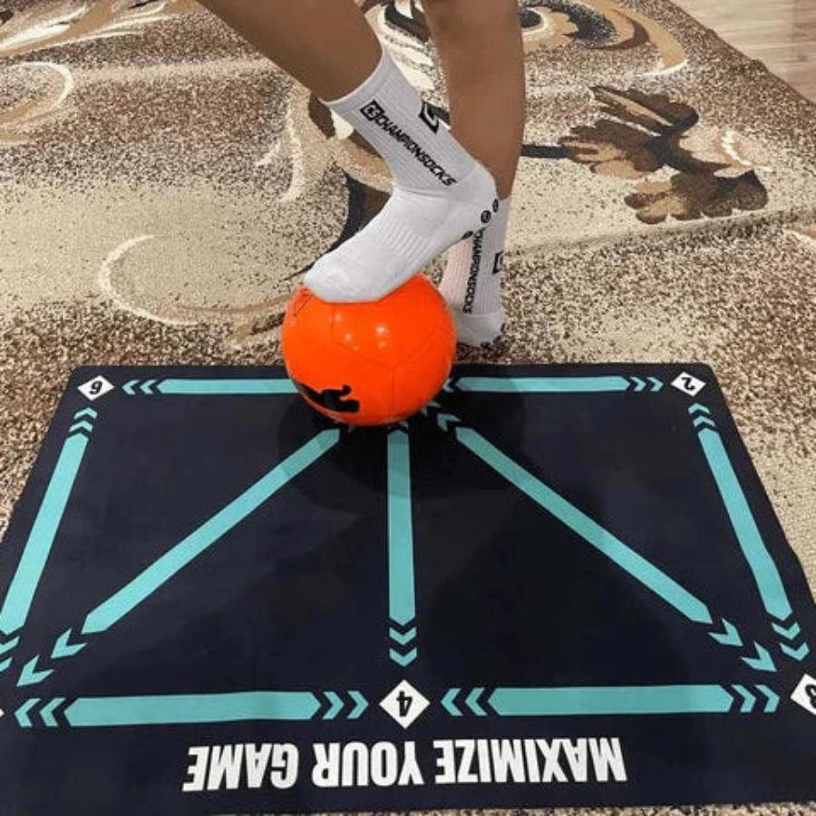 Football Pro Training Mat | Anti-Slip, 2x2m Space & Video Program for Skill Enhancement and Home Training