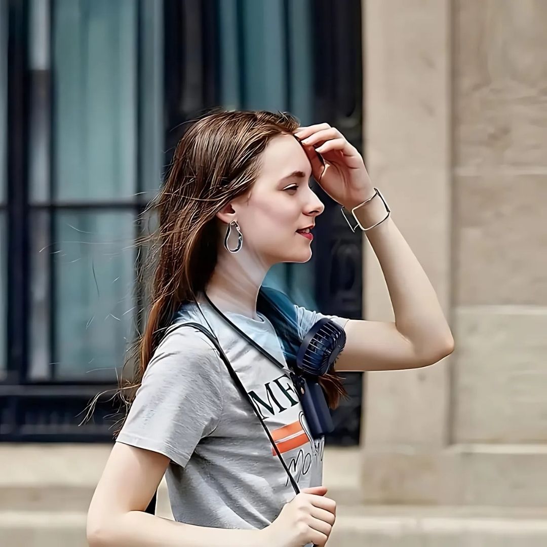 Rechargeable Handheld Mini Fan | 5-Speed, 90-Degree Adjustable & Quiet for Office, Home & Outdoor Use