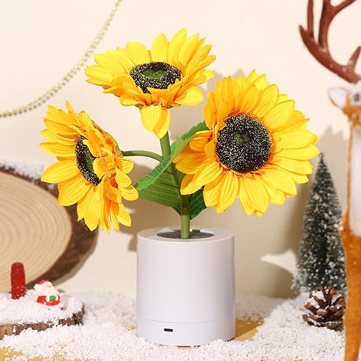 LED Sunflower Table Lamp - Decorative Lighting Fixture for Home Decor & Nightstand Use