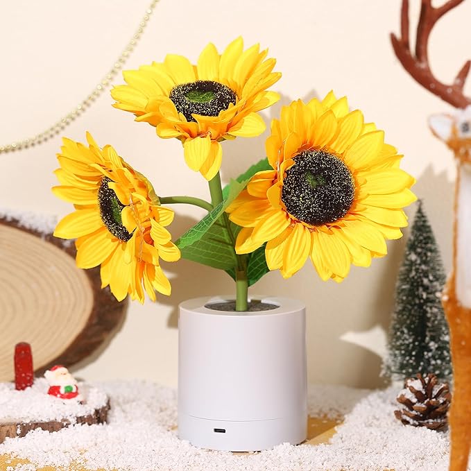LED Sunflower Table Lamp - Decorative Lighting Fixture for Home Decor & Nightstand Use
