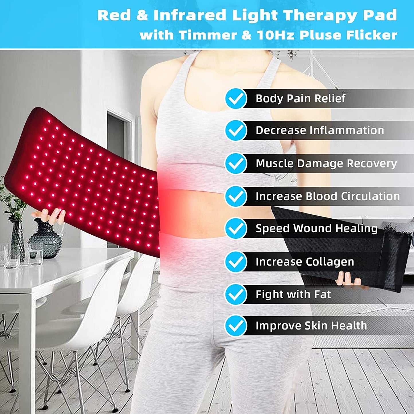 Infrared Light Therapy Pad Belt – Medical-Grade Pain Relief for Back and Muscles