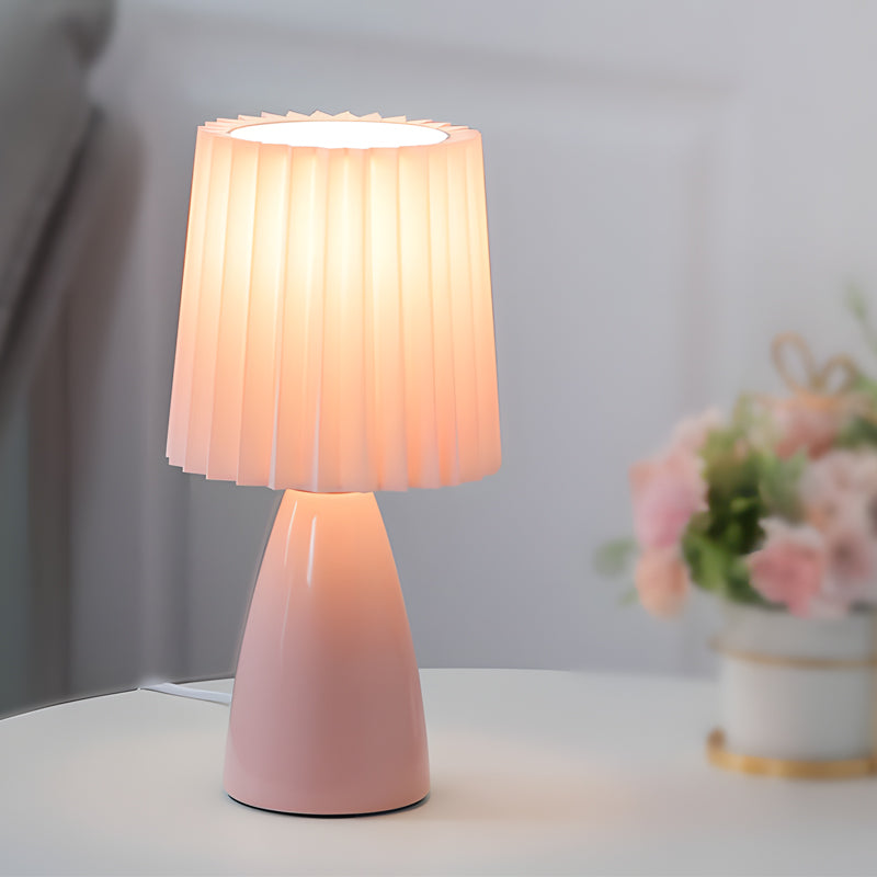 Dimmable Desk Lamp | Glass Base with USB Port for Adjustable Lighting in Home Office or Study | Pink Shade Lamp