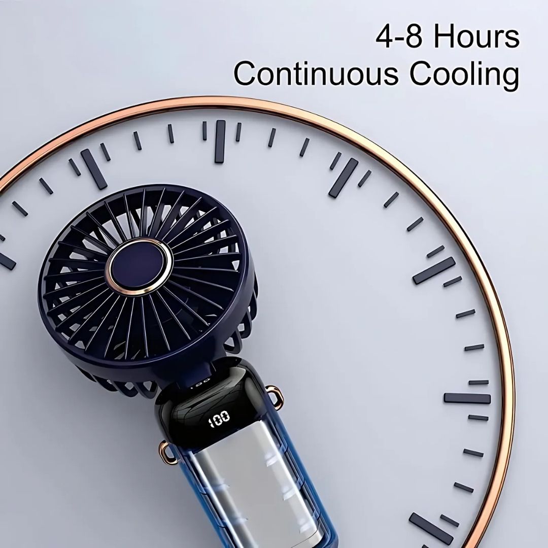 Rechargeable Handheld Mini Fan | 5-Speed, 90-Degree Adjustable & Quiet for Office, Home & Outdoor Use