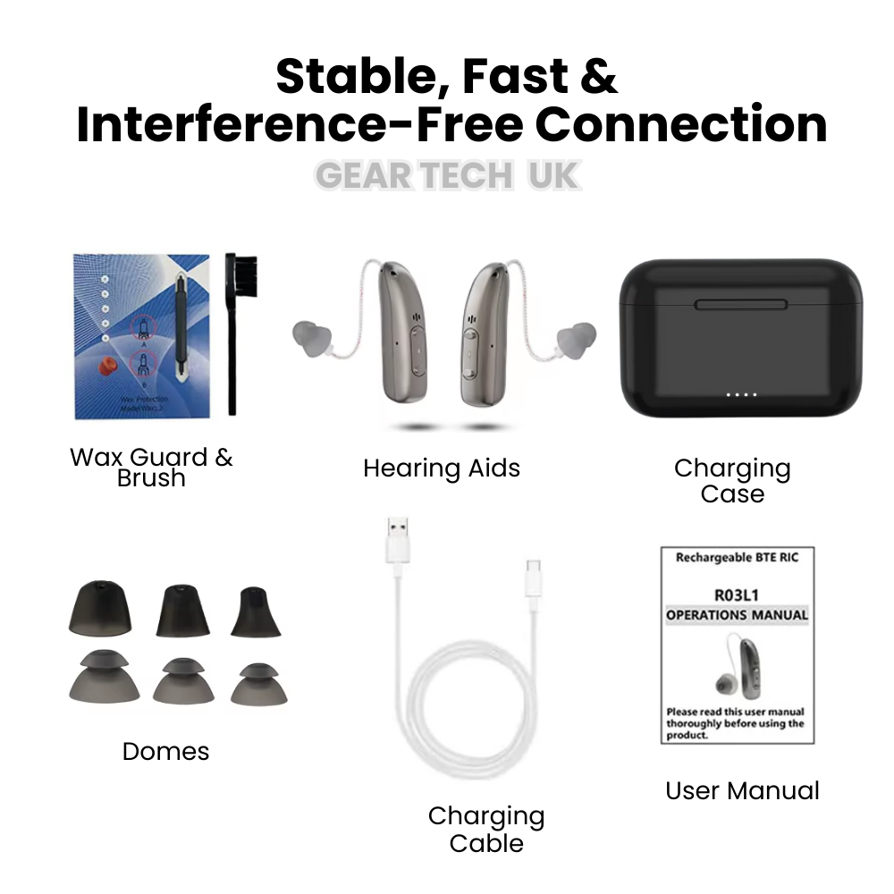 BTE Digital Hearing Aids – Rechargeable Behind the Ear Hearing Amplifiers with Noise Cancelling & Volume Control