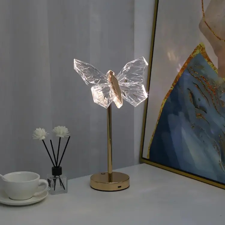 LED Butterfly Crystal Table Lamp - Decorative Lighting Fixture for Bedroom, Living Room & Nightstand Use