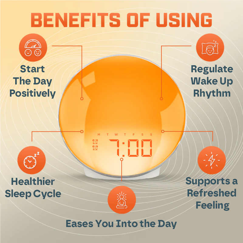 Wake-Up Sun Lamp Alarm Clock | Gradual Sunrise Glow & Customizable Sounds for Gentle Mornings