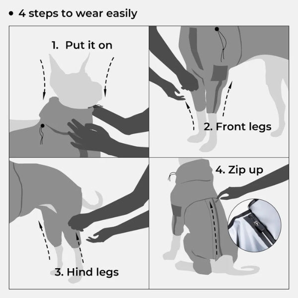 Dog Rain Coat with Legs - Waterproof Dog Jacket for Small and Large Breeds | UK Cozy Winter Wear