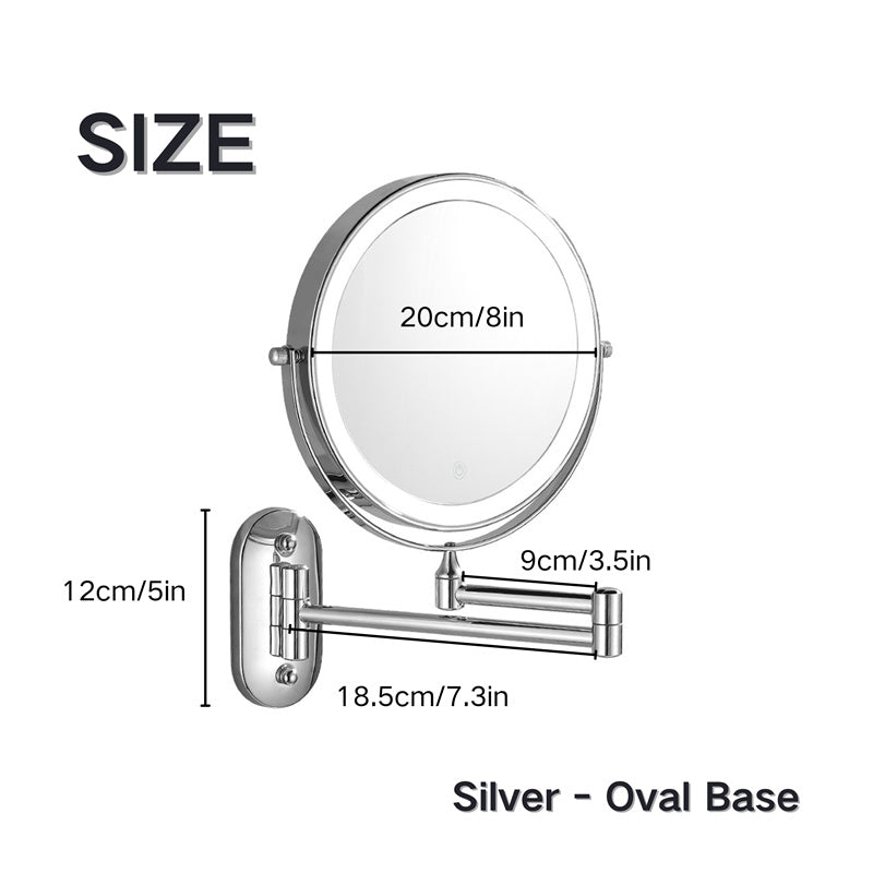 Rechargeable Wall Mounted Shaving Mirror | 360° Rotation. 1X/10X Magnification & Adjustable LED Lighting for Bathroom Use