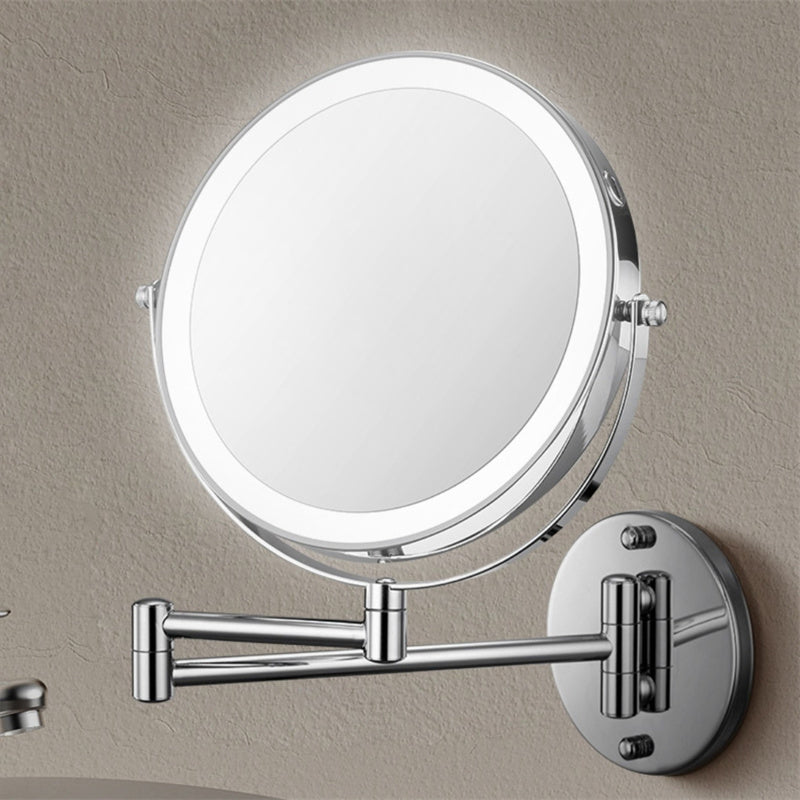 Rechargeable Wall Mounted Shaving Mirror | 360° Rotation. 1X/10X Magnification & Adjustable LED Lighting for Bathroom Use