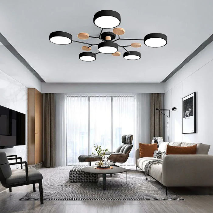 Contemporary Round Iron LED Chandelier | Energy-Efficient. Stylish Lighting for Living Rooms. Dining Areas & Entryways
