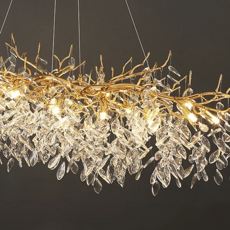 French Style Crystal Chandelier with Branch Design for Living Room & Dining Room Lighting