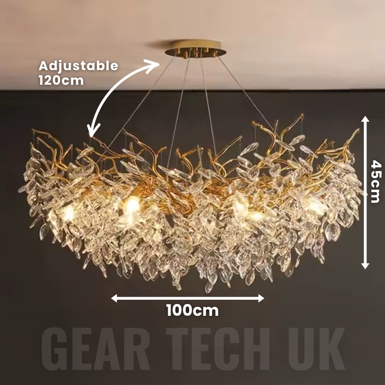 French Style Crystal Chandelier with Branch Design for Living Room & Dining Room Lighting
