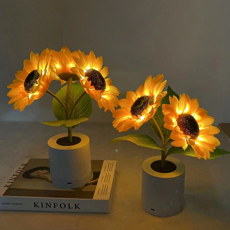 LED Sunflower Table Lamp - Decorative Lighting Fixture for Home Decor & Nightstand Use