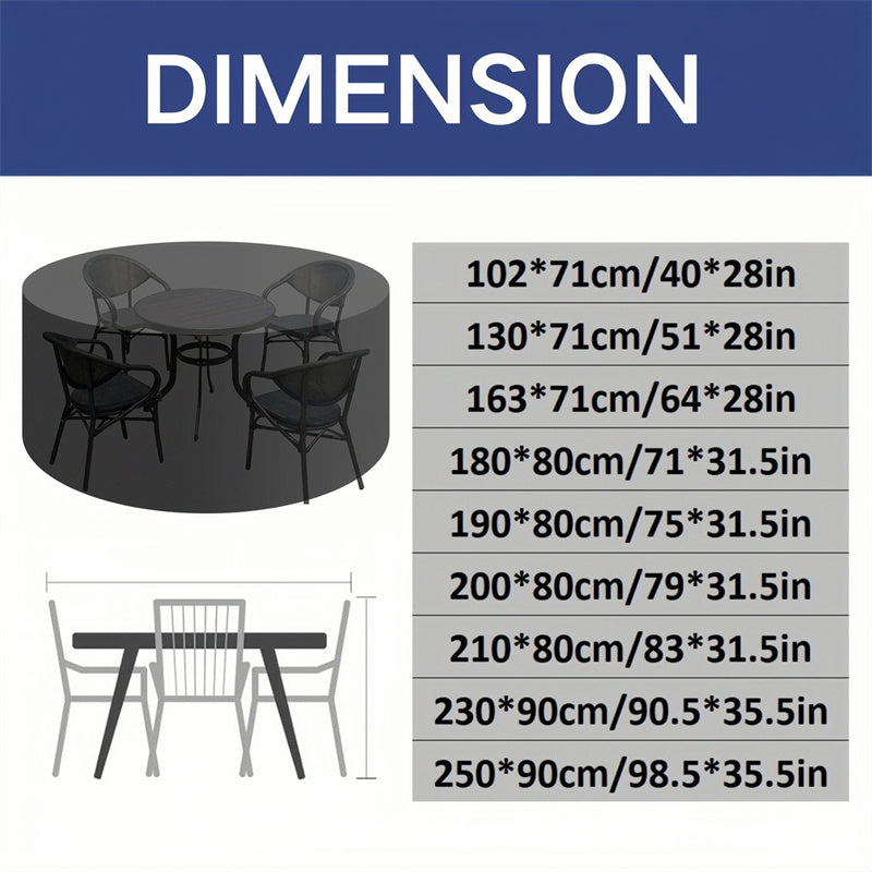 Round Waterproof Garden Furniture Cover | Heavy-Duty, UV-Resistant & Adjustable for Outdoor Tables and Chairs