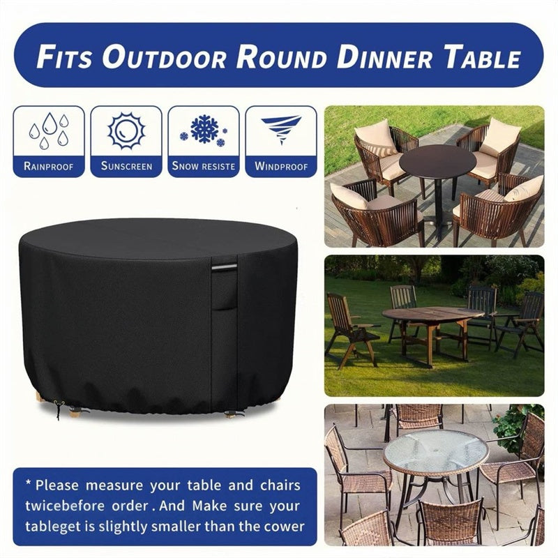 Round Waterproof Garden Furniture Cover | Heavy-Duty, UV-Resistant & Adjustable for Outdoor Tables and Chairs