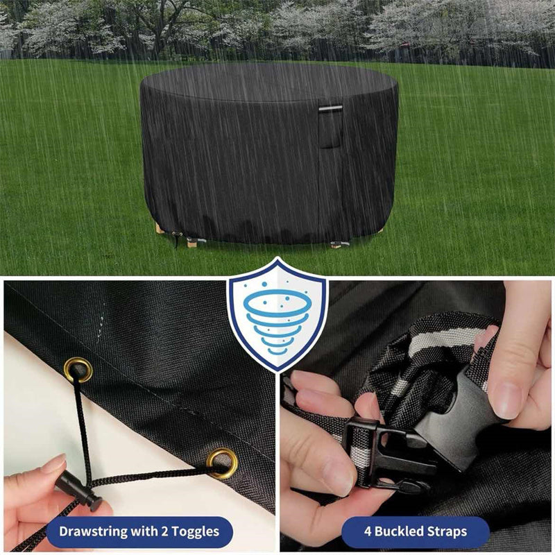 Round Waterproof Garden Furniture Cover | Heavy-Duty, UV-Resistant & Adjustable for Outdoor Tables and Chairs
