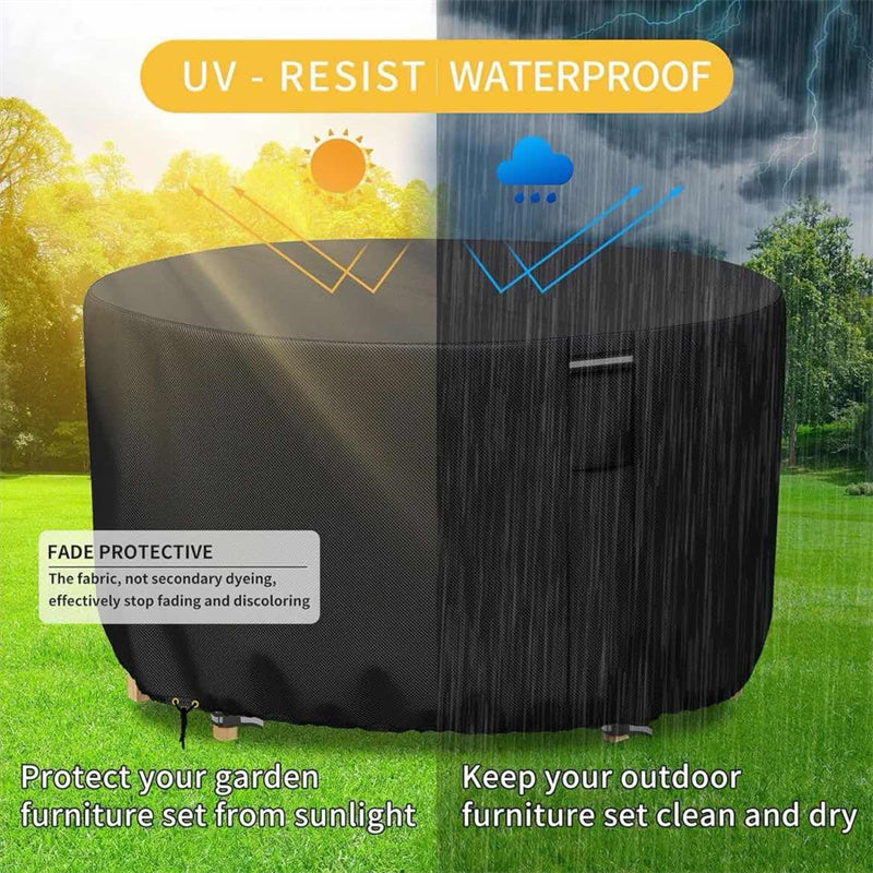 Round Waterproof Garden Furniture Cover | Heavy-Duty, UV-Resistant & Adjustable for Outdoor Tables and Chairs