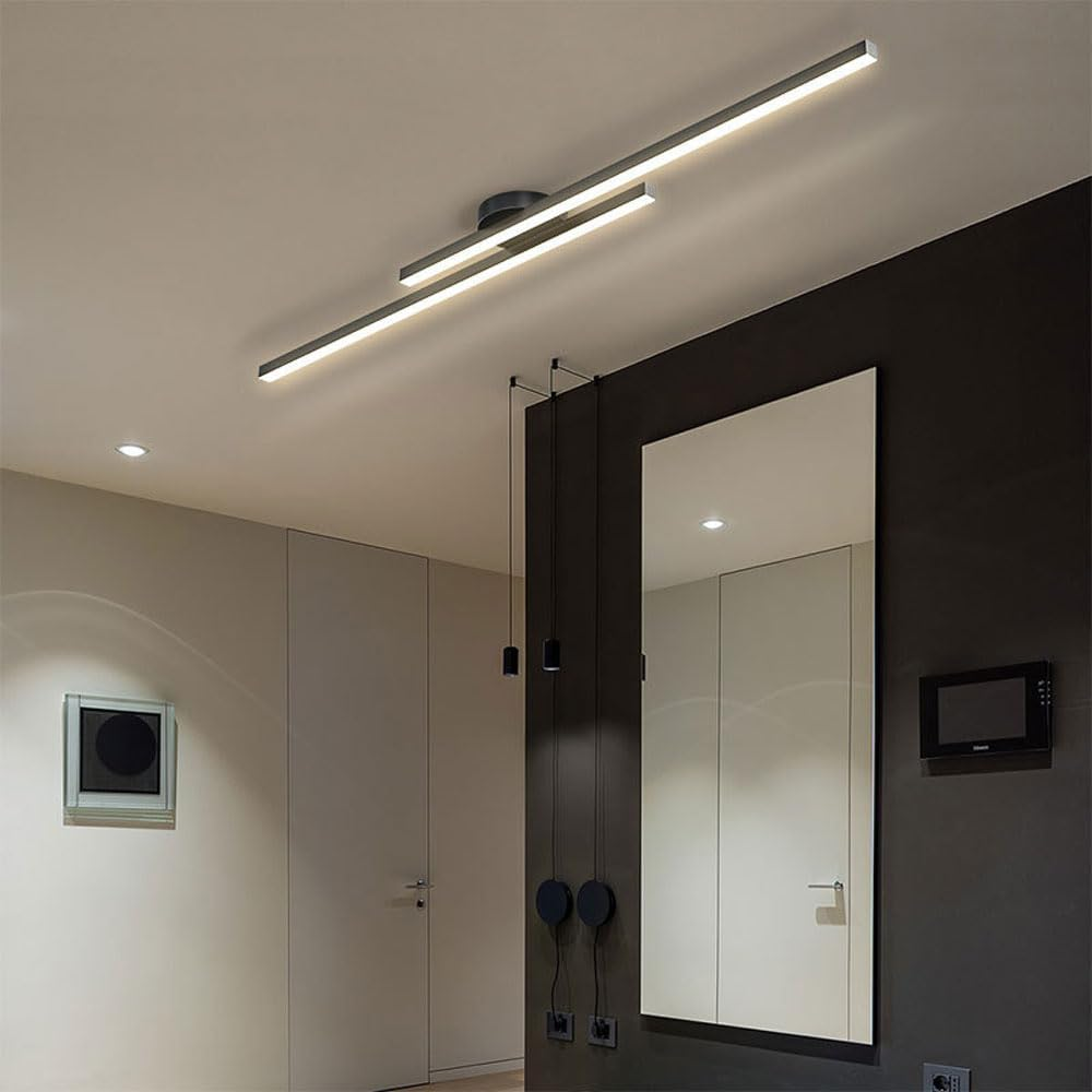 Modern Aluminium Semi Flush Mount LED Ceiling Light | Minimalist Design for Living Room. Bedroom & Hallway