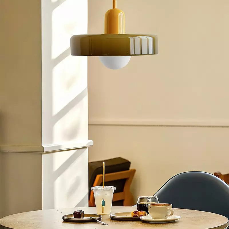 Colored Glass Bauhaus Pendant Light Fixture for Modern Home Decor & Dining Spaces