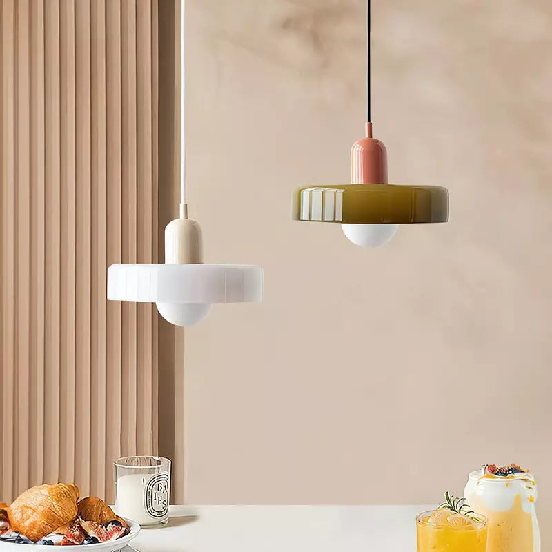 Colored Glass Bauhaus Pendant Light Fixture for Modern Home Decor & Dining Spaces