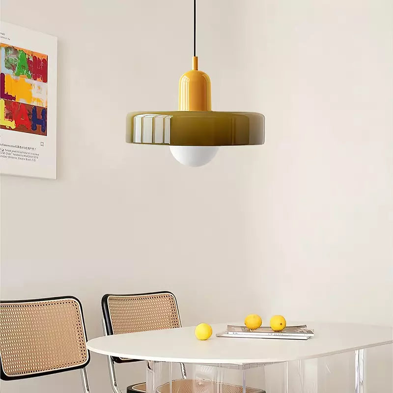 Colored Glass Bauhaus Pendant Light Fixture for Modern Home Decor & Dining Spaces