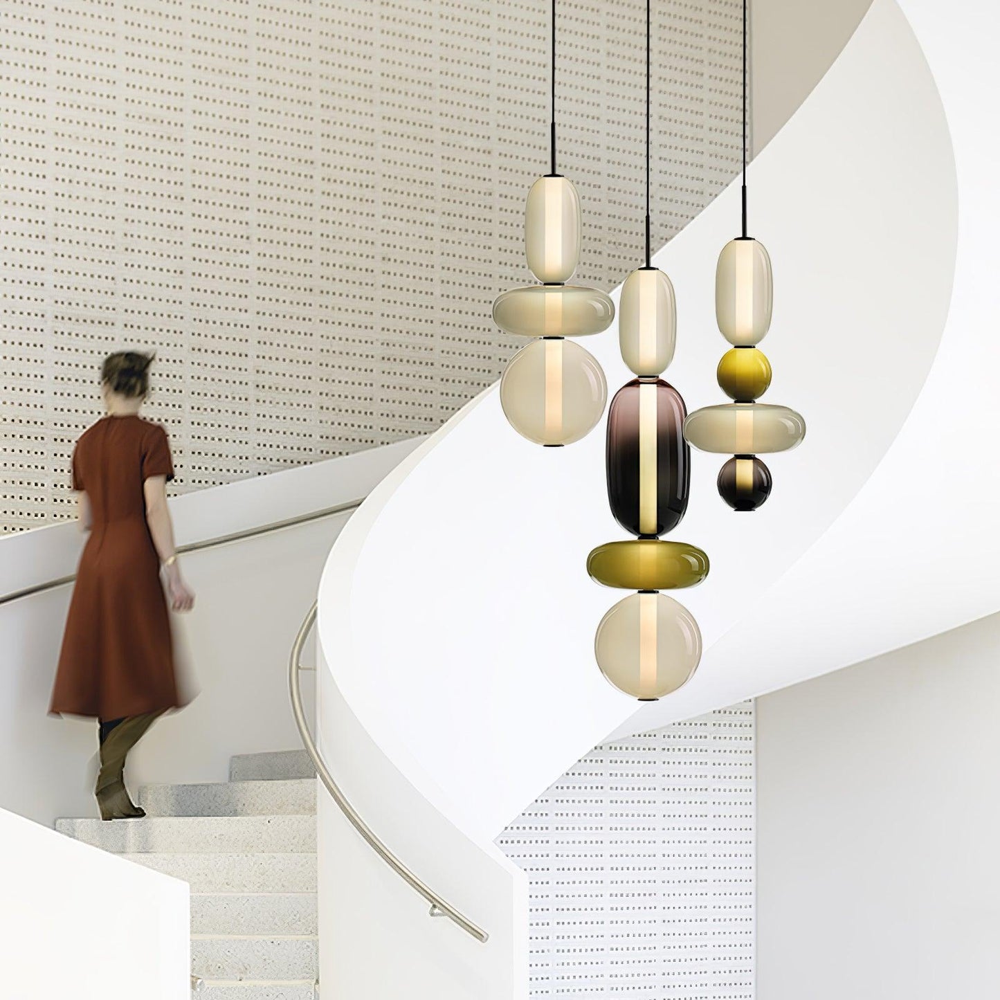 Glass Pendant Light Fixture with Candied Finish for Kitchen Island & Dining Room Lighting