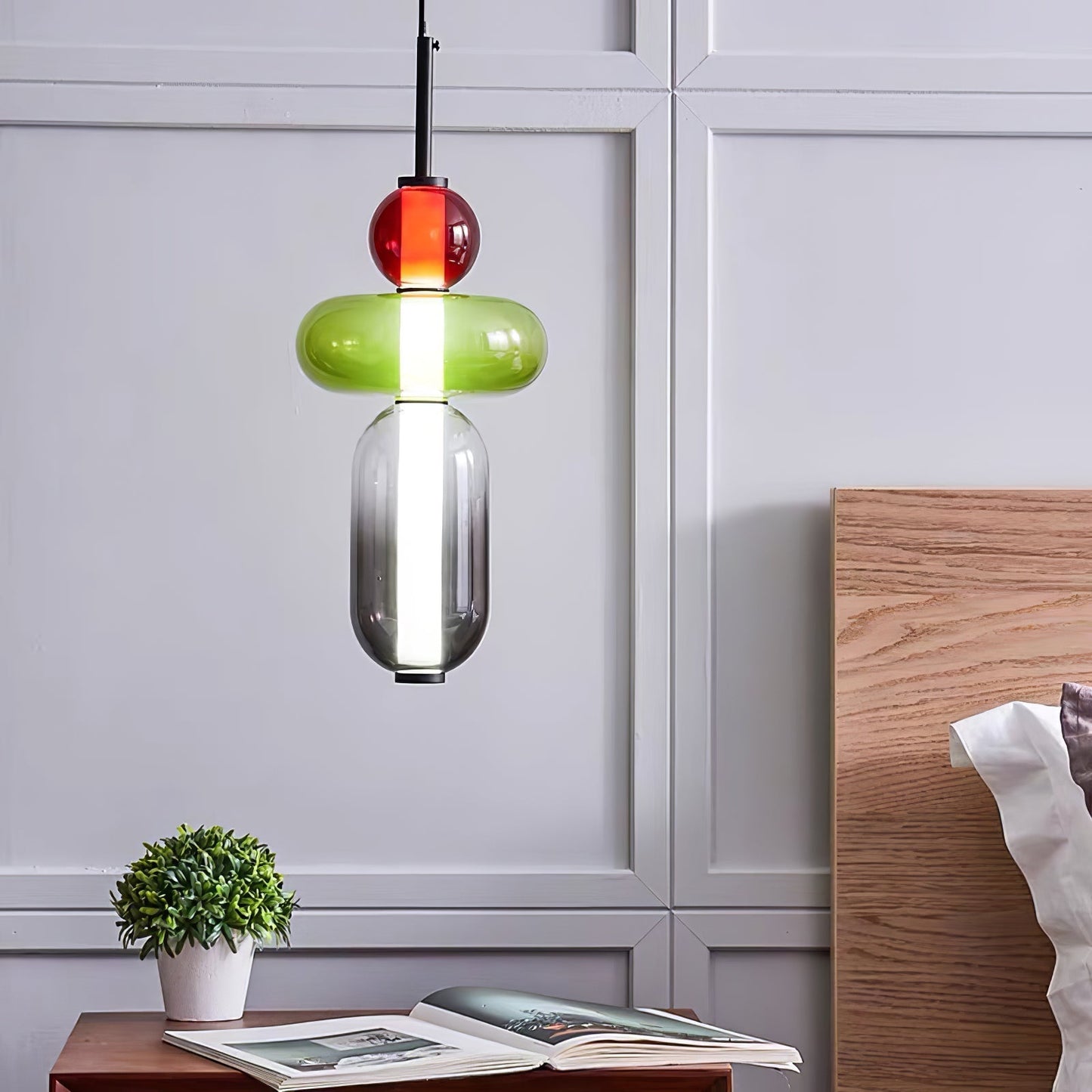 Glass Pendant Light Fixture with Candied Finish for Kitchen Island & Dining Room Lighting