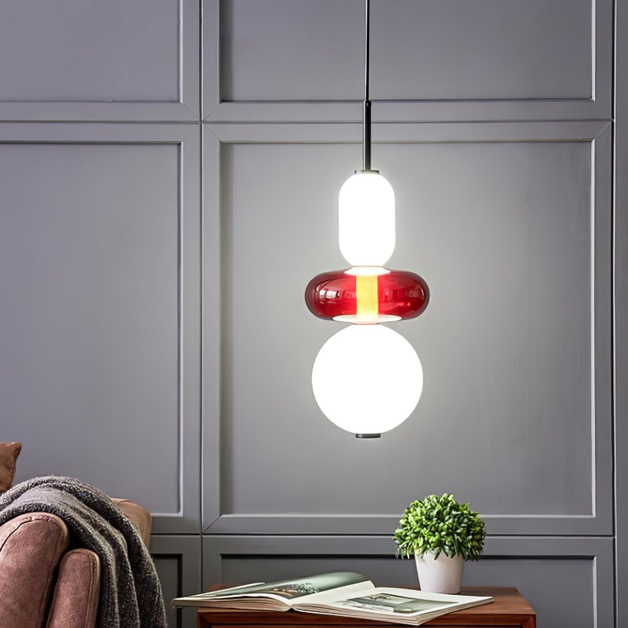 Glass Pendant Light Fixture with Candied Finish for Kitchen Island & Dining Room Lighting