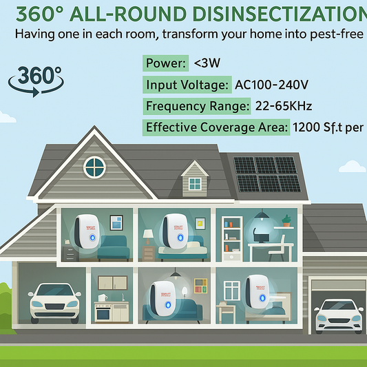 Ultrasonic Rat Repeller Device - Effective Pest Control for Rodents in 48 Hours - Safe for Home & Garden Use