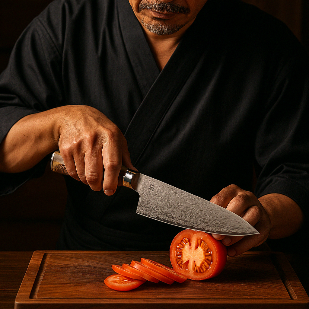 Hand-Forged Chef's Knife | 67-Layer Damascus Steel Blade & Unique Burl Wood Handle for Home Chefs and Culinary Enthusiasts
