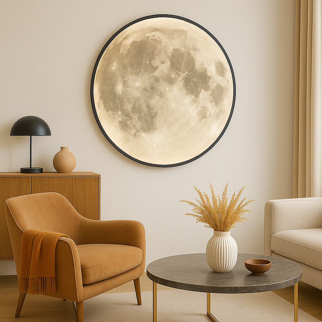 Moon Wall Lamp | Realistic Lunar Surface. LED Glow & Ideal for Living Room. Bedroom. Patio or Garden Decor