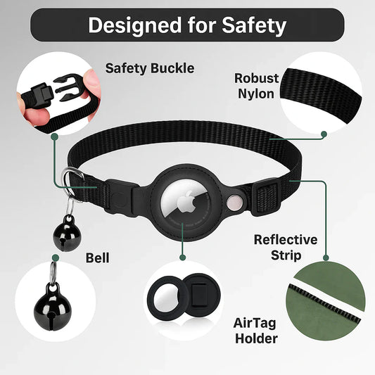 Cat GPS Tracker Collar | Quick Release Closure, Reflective Design & Durable for Outdoor Safety Adventures