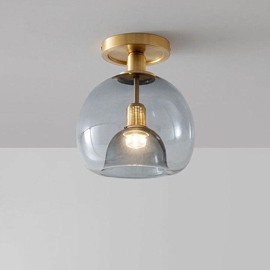 Modern Grey Glass Ceiling Light Fixture for Hallway & Entryway Lighting