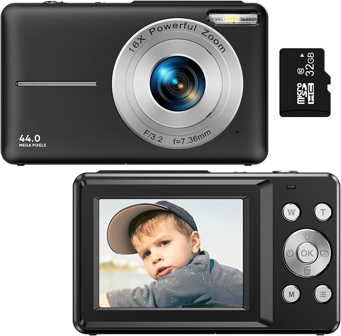 Portable Digital Camera 1080P 44MP with 16X Zoom β Compact Vlogging Camera with LCD Screen, Rechargeable, Perfect for Teens and Students