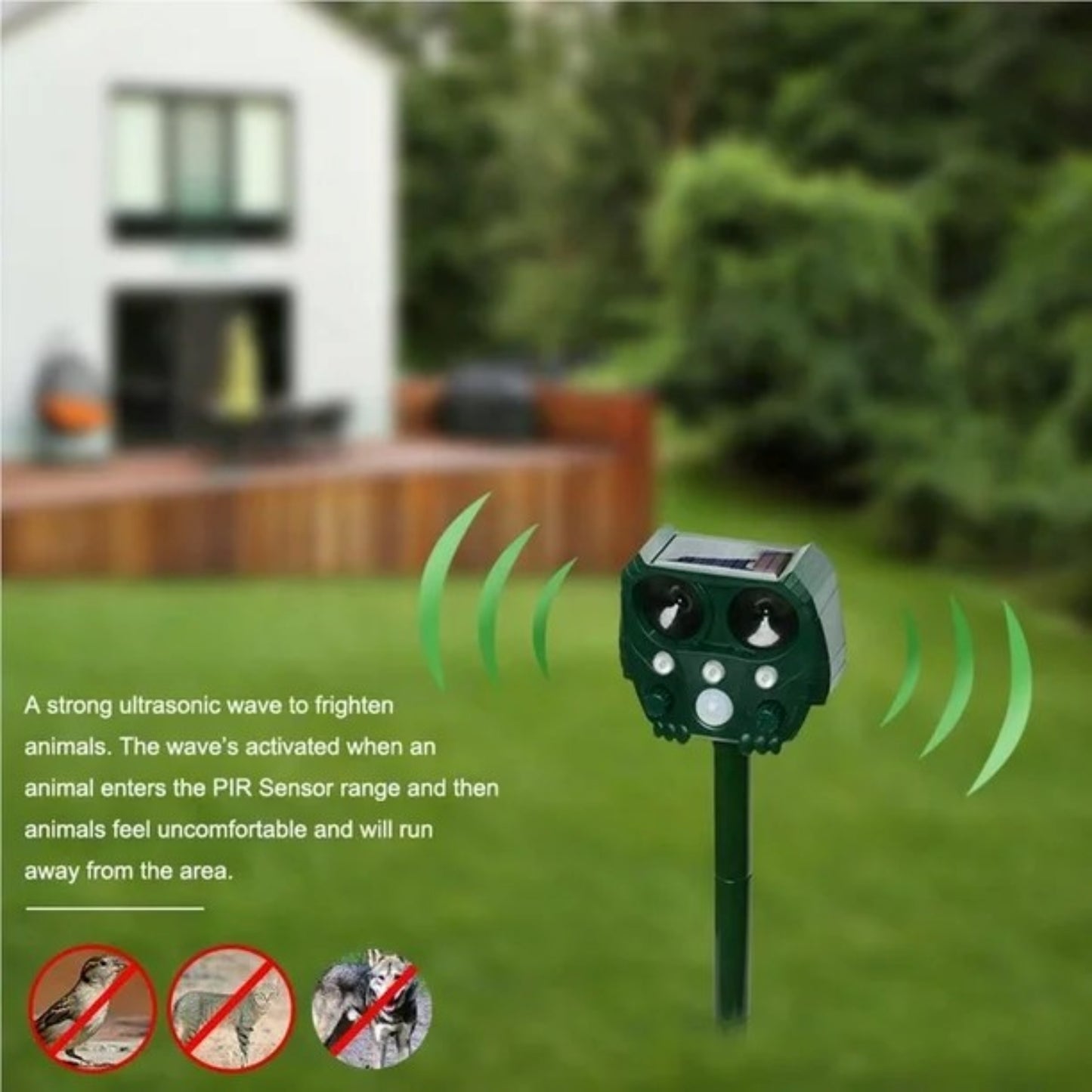 Ultrasonic Cat Repellent Ultrasound and Noise Sonar Repellent Deterrent for Cat, Fox, Rat, Squirrel and Dog