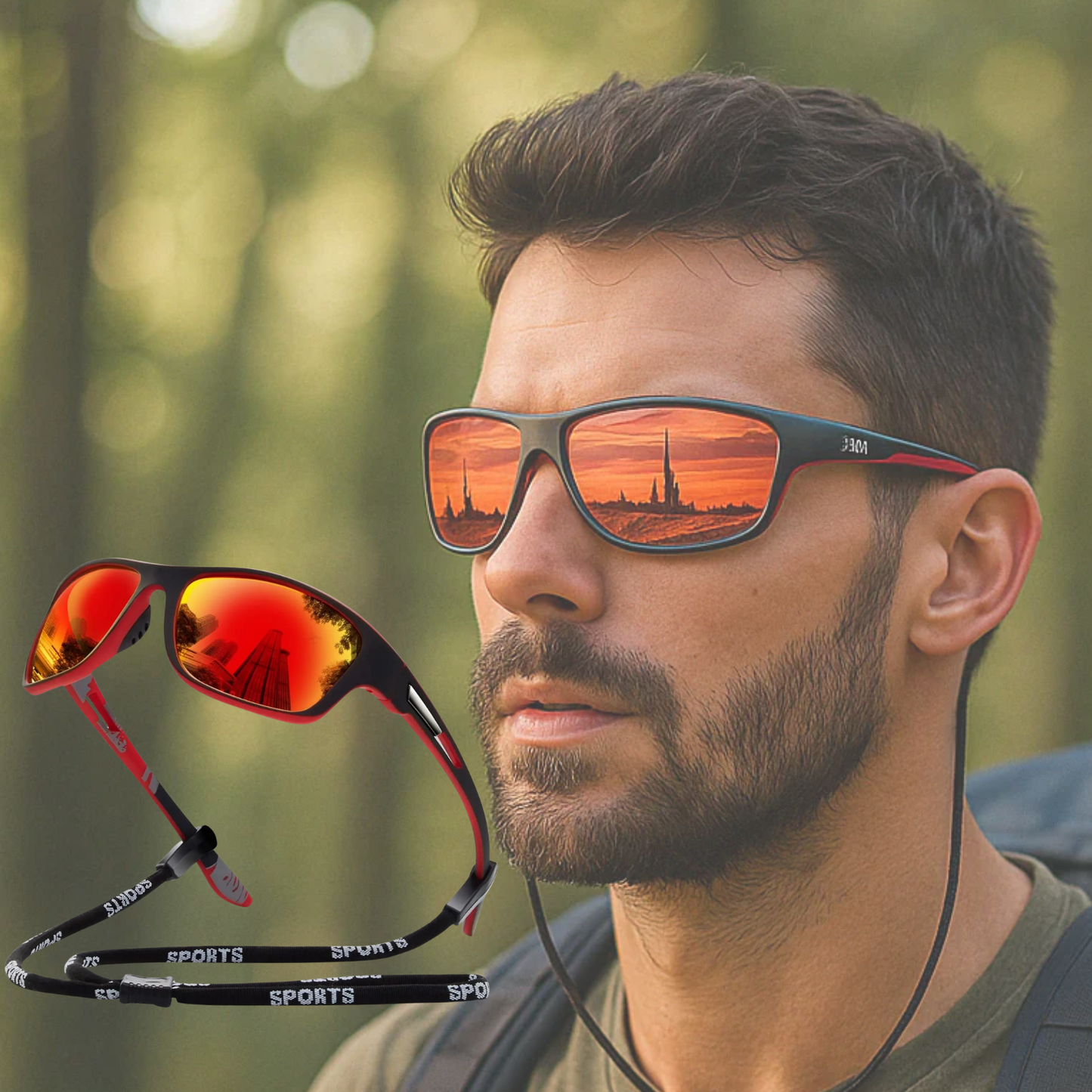 Mens Polarised Sports Sunglasses UK – UV400 Wrap Around Sunglasses for Cycling, Running & Outdoor Activities | Lightweight & Glare Protection