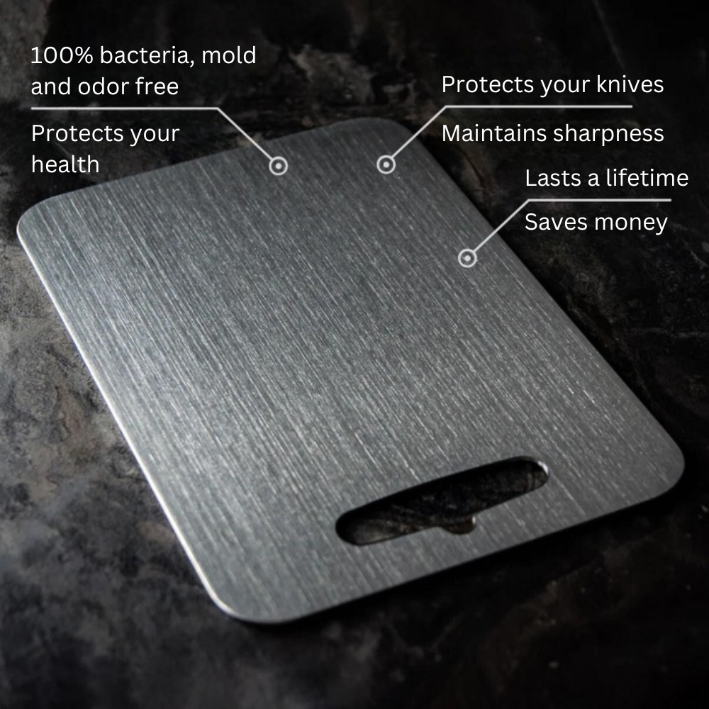 Medical Grade Titanium Cutting Board | Durable, Non-porous Surface for Safe Food Preparation & Kitchen Use
