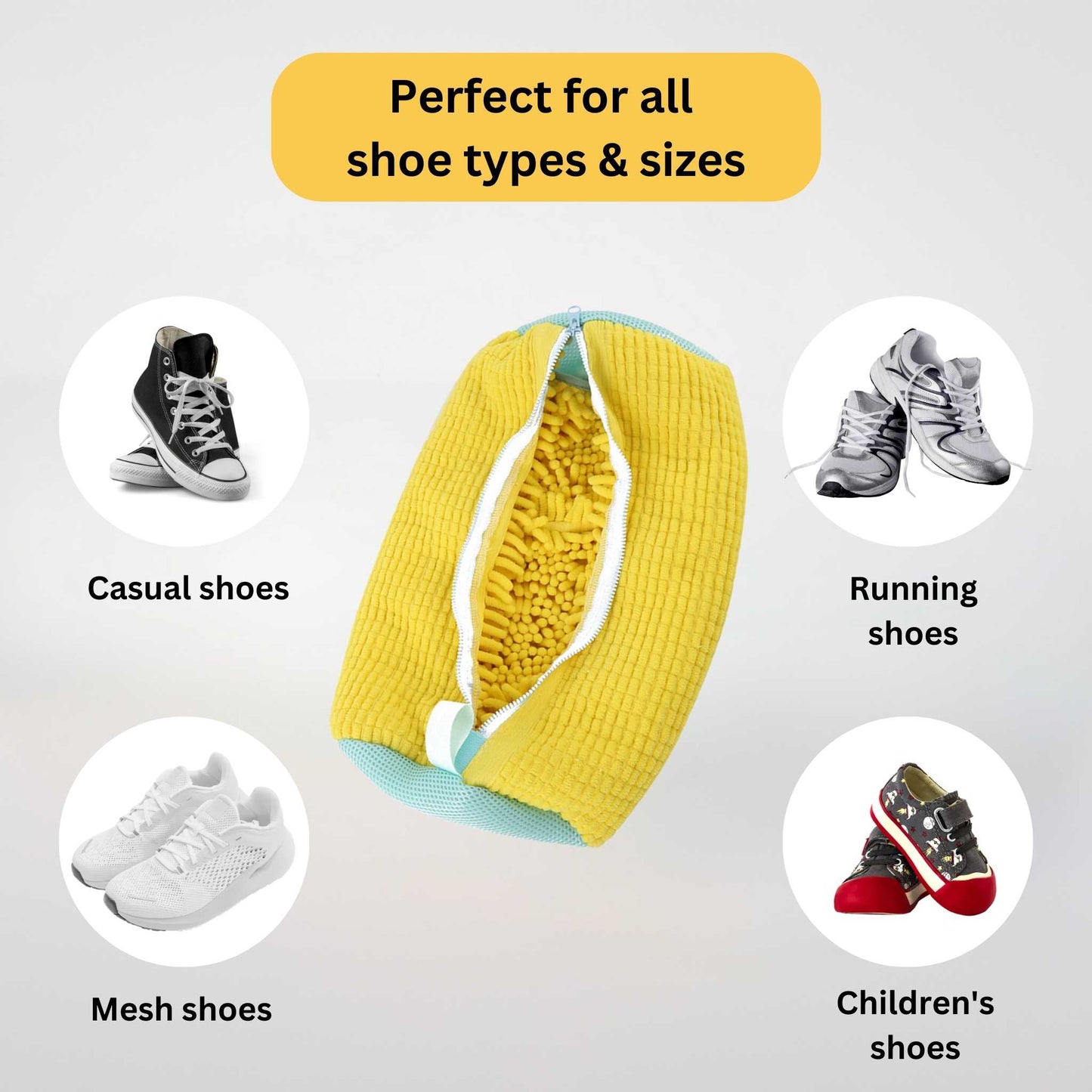 Shoe Washing Machine Bag | Padded Mesh Laundry Bag for Shoes & Sneakers | Zippered Protector for Washer Drum