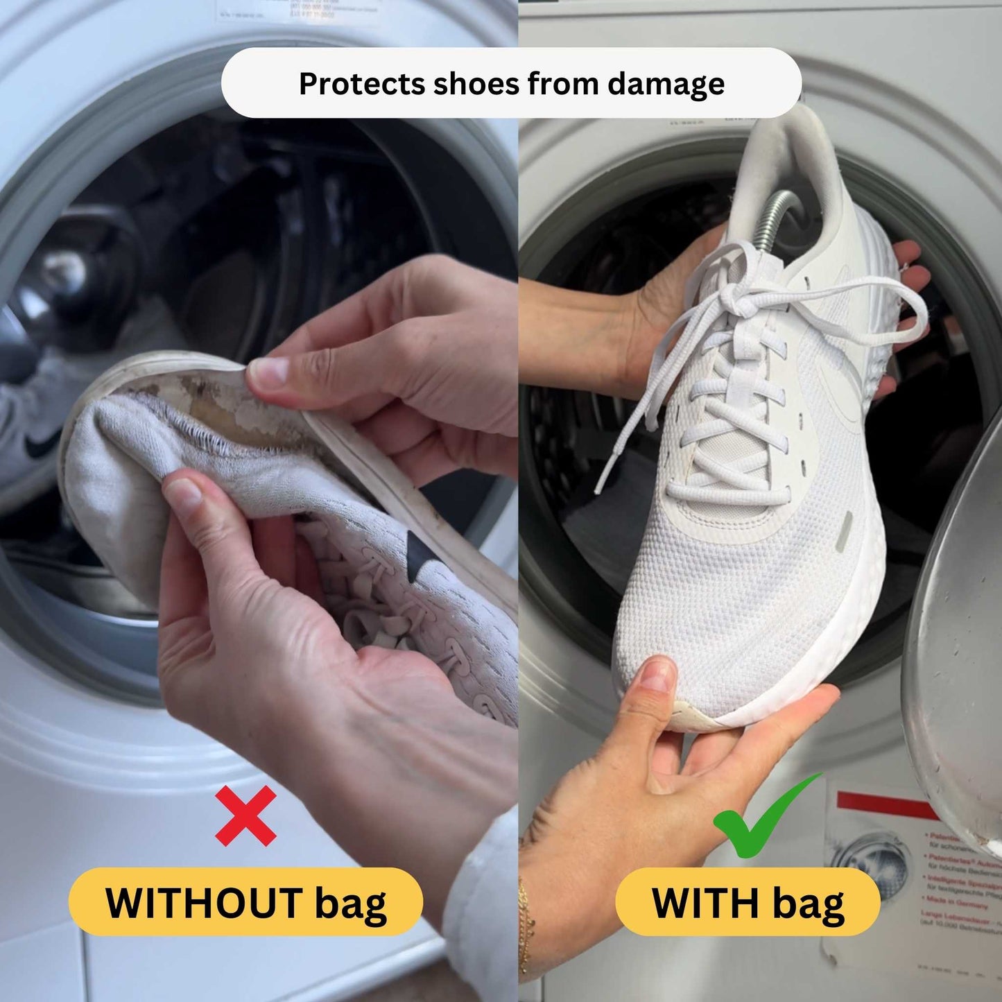 Shoe Washing Machine Bag | Padded Mesh Laundry Bag for Shoes & Sneakers | Zippered Protector for Washer Drum