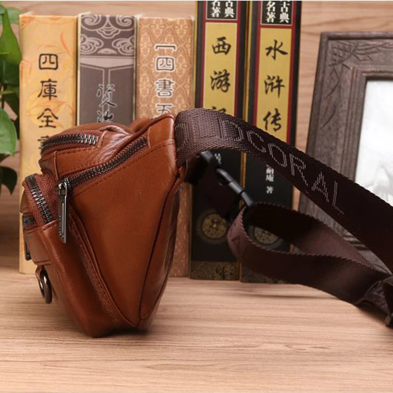 Genuine Leather Fanny Pack | Large Capacity, Robust Design & Versatile for Travel and Outdoor Activities