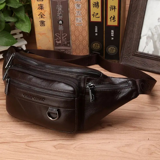 Genuine Leather Fanny Pack | Large Capacity, Robust Design & Versatile for Travel and Outdoor Activities
