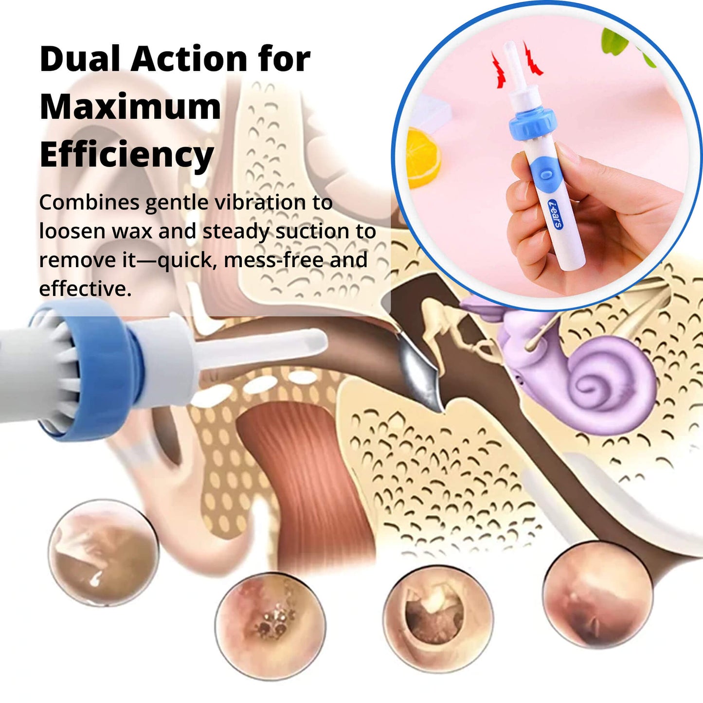 Electric Ear Suction Wax Removal Tool | Ergonomic, Silicone Tip & Compact Design for Safe Ear Hygiene at Home or Travel