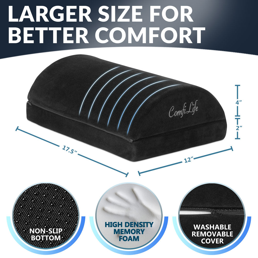 Office Foot Stool Cushion for Under Desk | Ergonomic Memory Foam Foot Rest | Arch Support for Posture & Fatigue Relief