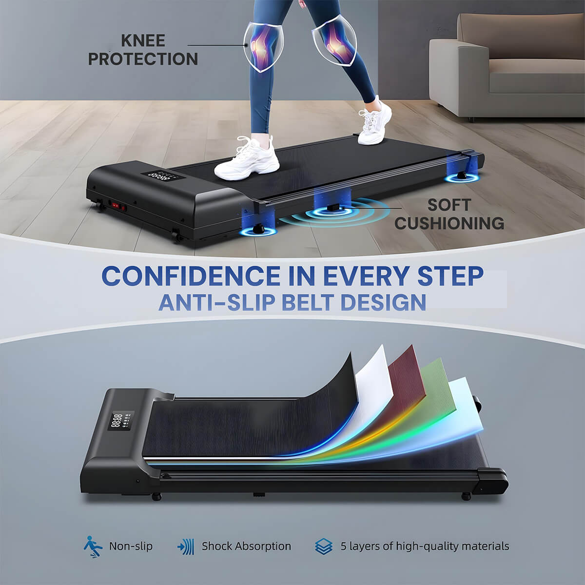 Treadmill Pad for Under Desk | Compact, Quiet & Ideal for Walking While Working  | Best Walking Pad Treadmill