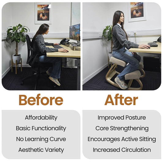 Ergonomic Kneeling Chair | Cushioned Seat for Improved Posture & Comfort at Home or Office