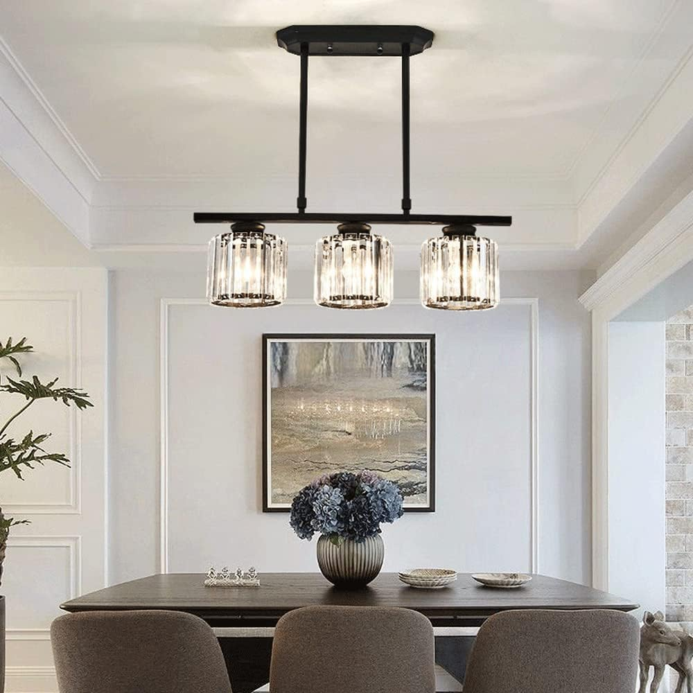 Modern Art Deco Glass Kitchen Island Lamps | Adjustable Height. 3-4 Lights & Ideal for Dining Room and Kitchen Lighting