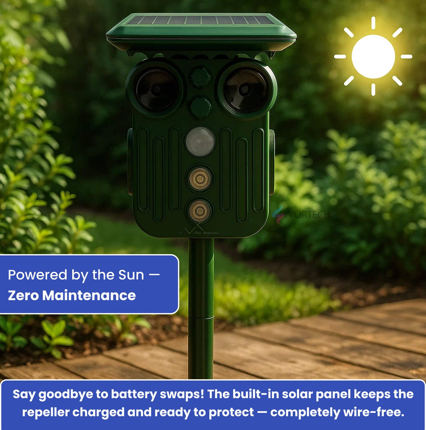 Ultrasonic Solar Deer Repeller | 5 Adjustable Modes. Waterproof & Eco-Friendly for Home Gardens and Yards