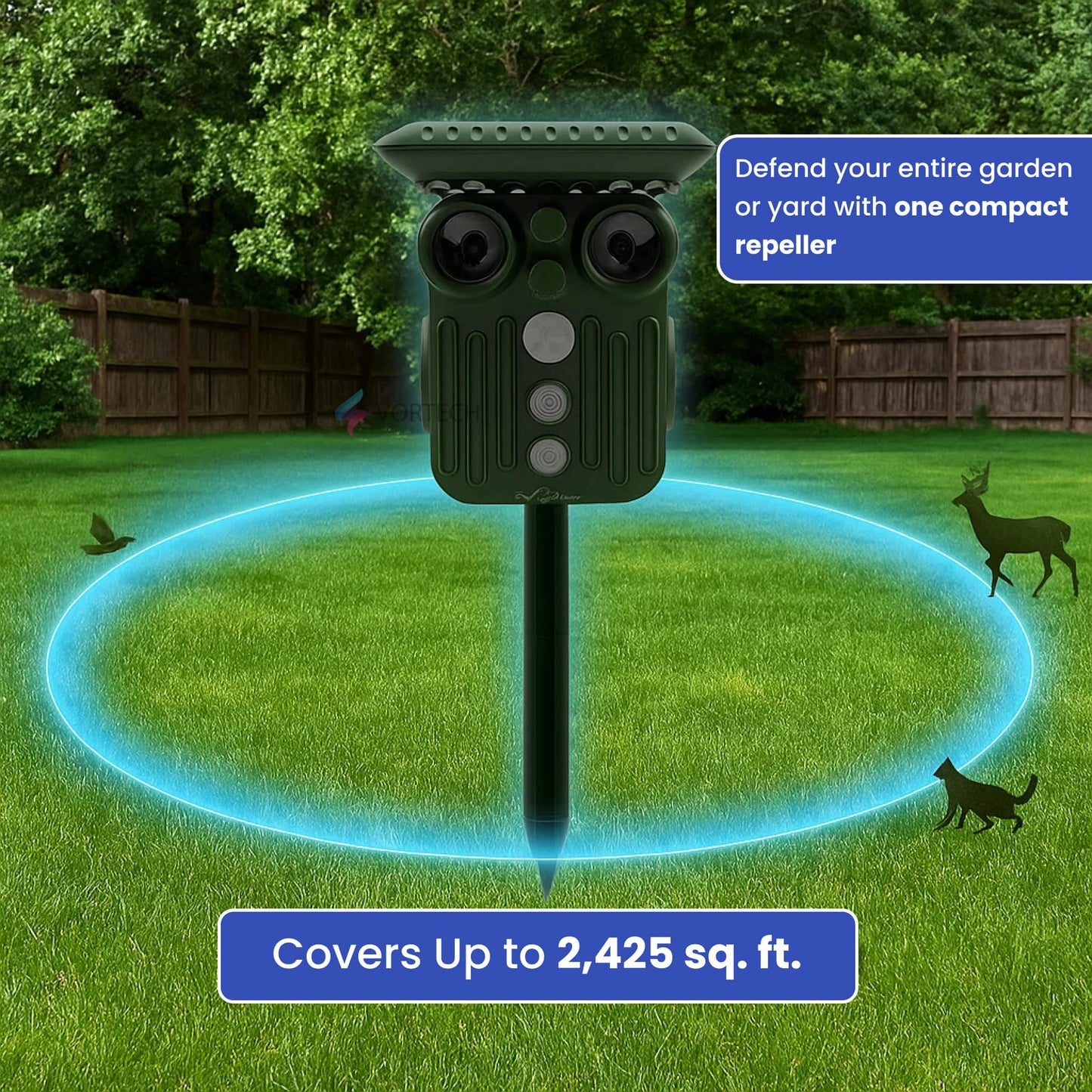 Ultrasonic Solar Deer Repeller | 5 Adjustable Modes. Waterproof & Eco-Friendly for Home Gardens and Yards