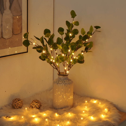 LED Fairy Light Olive Branch Decor - Battery Operated String Lights for Home, Wedding, and Party Decorations
