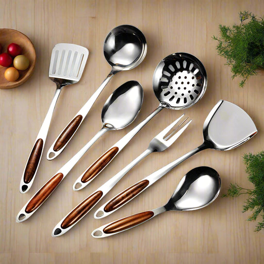 Stainless Steel Kitchen Utensil Set | 10-Piece Cooking Tools for Home Chefs & Baking